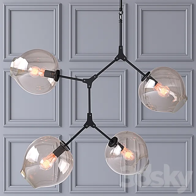 Ceiling lamp Branching Bubbles 4 lamps 3DSMax File