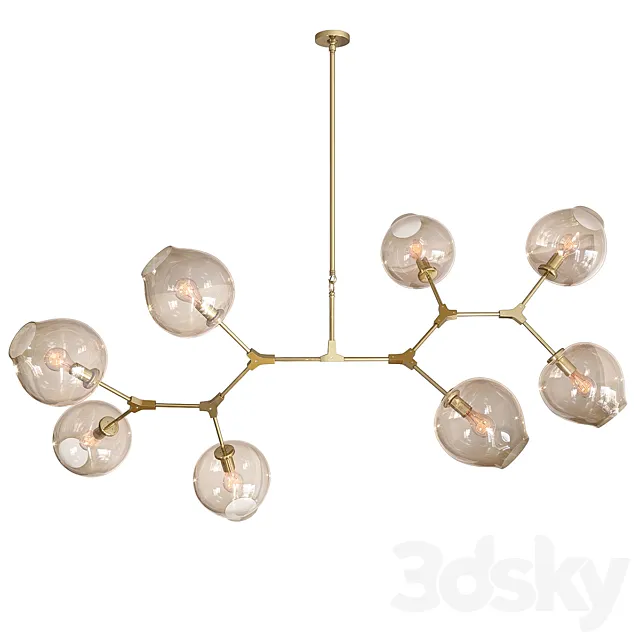 Ceiling lamp Branching Bubbles Gold 8 lights 3DS Max Model