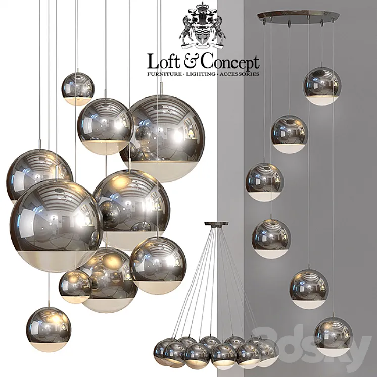 Ceiling lamp Mirror Ball 3DS Max