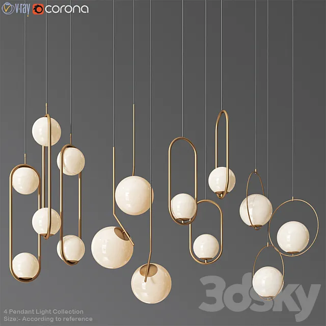 Ceiling Light Collection 3 – 4 Type 3DS Max Model