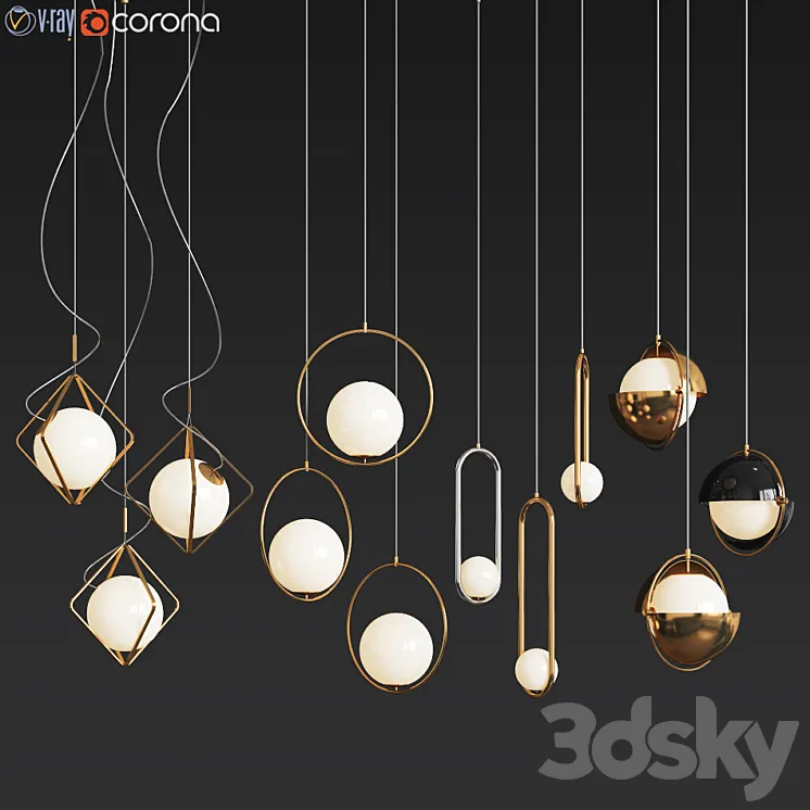 Ceiling Light Collection – 4 Type 3DS Max