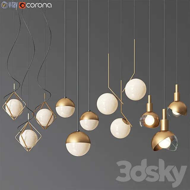 Ceiling Light Collection 5 – 4 Type 3ds Max