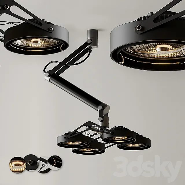 Ceiling Light Modular Nomad 4x AR111 GI Black and Silver 3ds Max