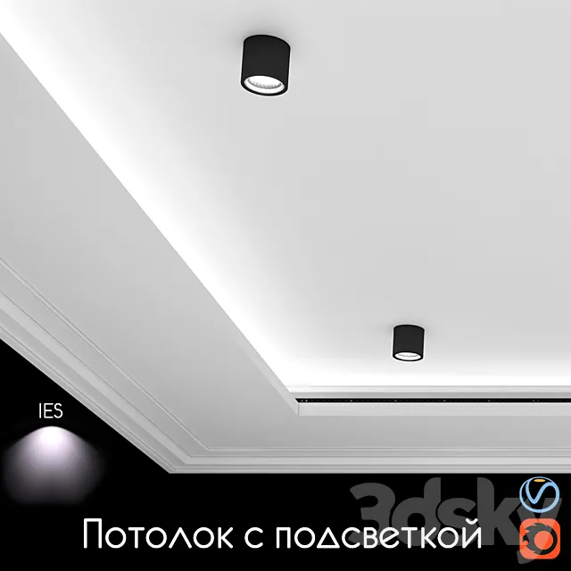 Ceiling light set 03 3ds Max