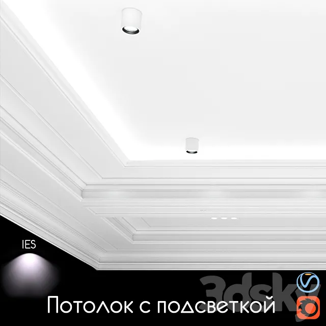 Ceiling light set 04 3DS Max Model