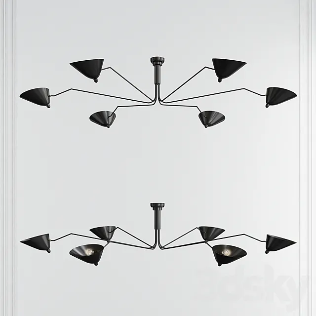 CEILING LIGHT WITH 6 PIVOTING ARMS 3DSMax File