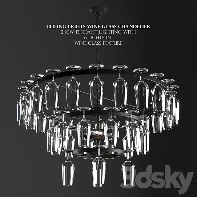 Ceiling Lights Wine Glass Chandelier 240W Pendant Lighting Wine Glass Feature 3DS Max Model