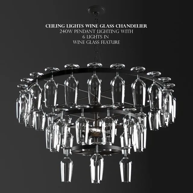 Ceiling Lights Wine Glass Chandelier 240W Pendant Lighting Wine Glass Feature 3dsMax Model