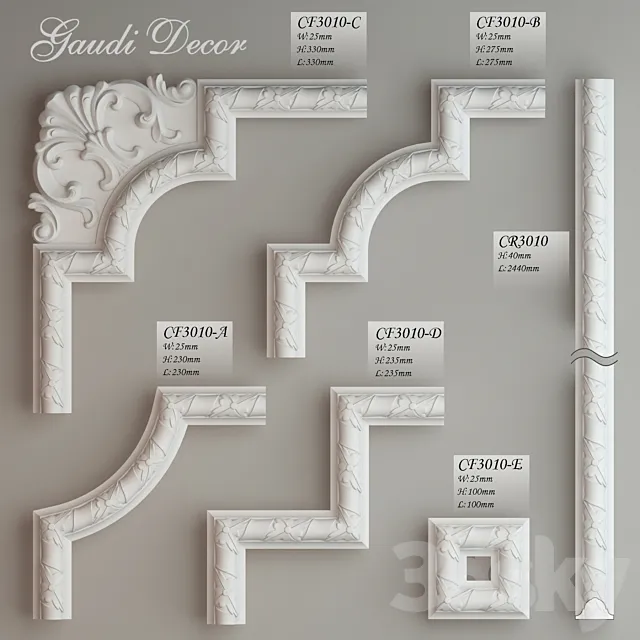 Ceiling molding corner pieces “Gaudi Decor” 3DSMax File