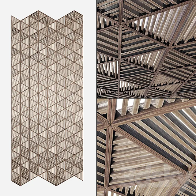 Ceiling parametric Triangle rail n2 _ Rack ceiling made of parametric triangles No. 2 3ds Max