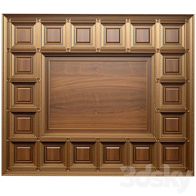 Ceiling set classic style.Classic wooden illuminated coffered ceiling 3DS Max Model