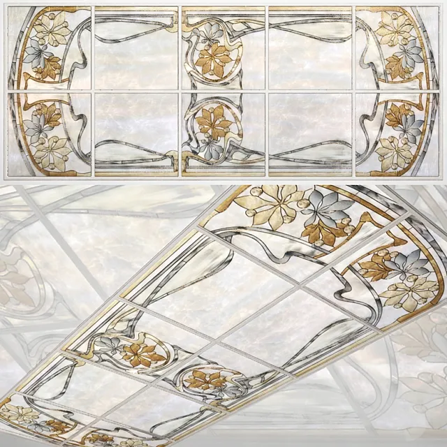 Ceiling stained-glass window Art Nouveau 3DS Max Model