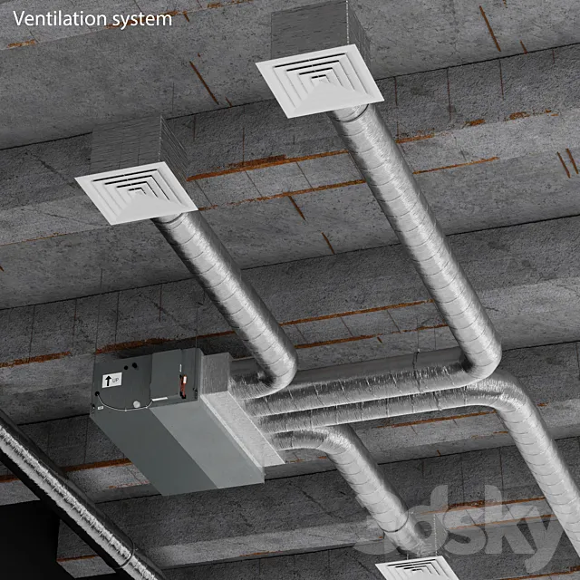 Ceiling ventilation system 3DS Max Model