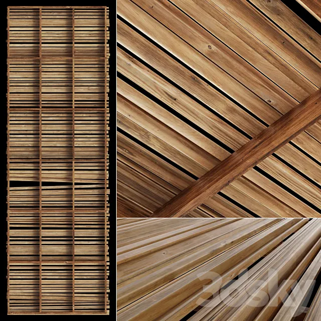 Ceiling wood rod n1 3ds Max