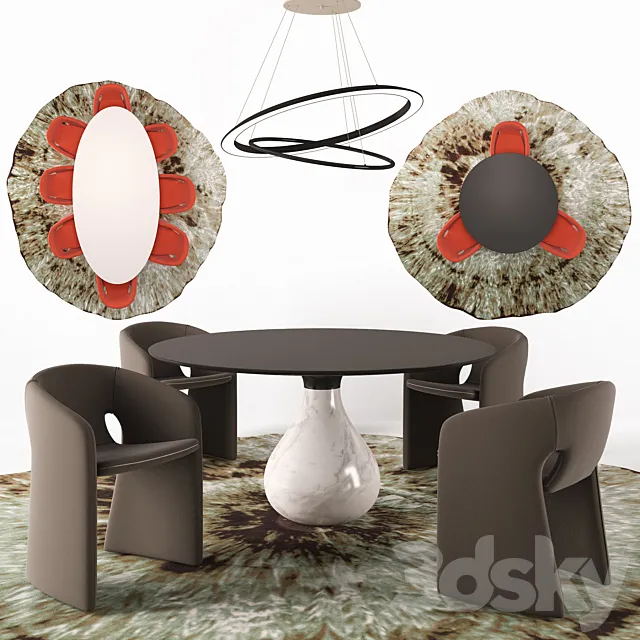 Celeste Armchair. Aqua Dining table. OO Suspension 3DSMax File