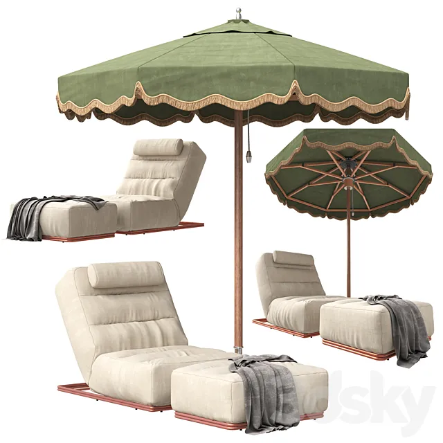 celia outdoor lounger and Tuuci Outdoor Parasol 3ds Max