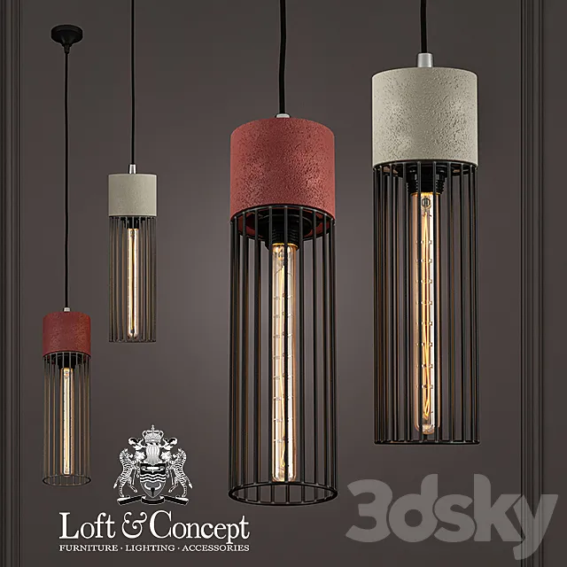 Cement Droplight Pendant Light 3DS Max Model