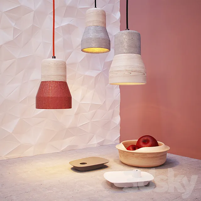 Cement_wood_lamp_ & _decor 3ds Max