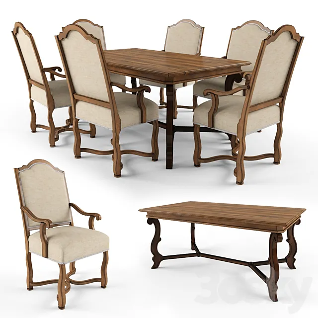 Century Furniture Table and Chairs 3DS Max Model