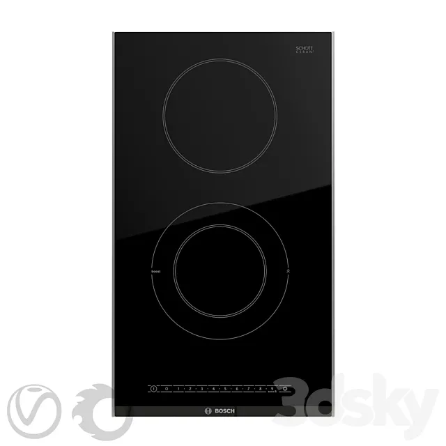 Ceramic electric hob BOSCH PKF375FP1E 31cm 3DS Max Model