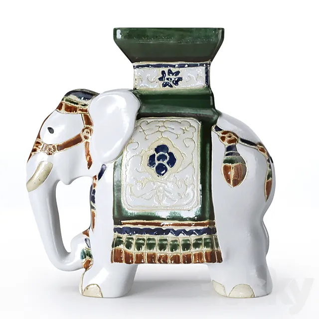 Ceramic Elephant Garden Stool 3DSMax File