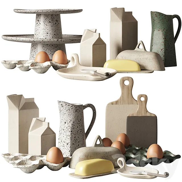 Ceramic kitchen decor set | Decorative set for the kitchen 3dsMax Model