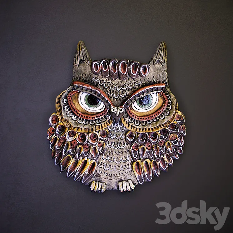 Ceramic panel "Owl" (3 pieces) 3DS Max