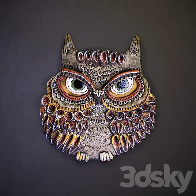 Ceramic panel “Owl” (3 pieces) 3DSMax File