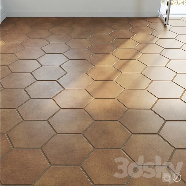 Ceramic tile set 03 – Hexagon Natural Terracotta 3DSMax File