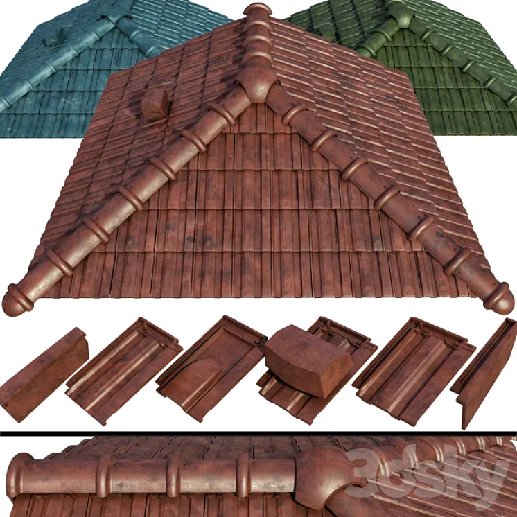 Ceramic tiles and roofing elements 3DS Max