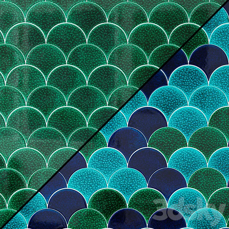Ceramic tiles Mosaic MALLAS production Cevica fish scales 3DS Max