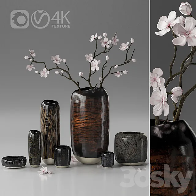 Ceramic vase decor set 3DSMax File