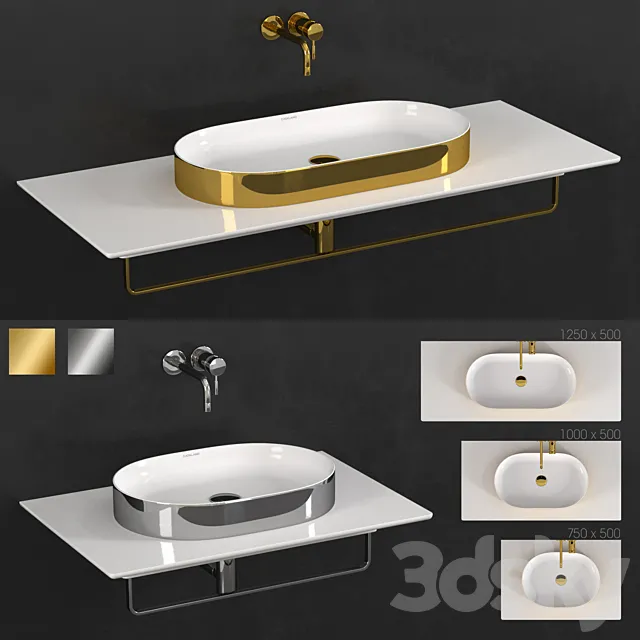 Ceramica Catalano Horizon Washbasin Gold-White + Silver-White 3DS Max Model