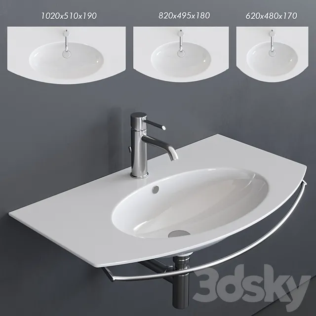 Ceramica Catalano Velis Wall-mounted Washbasin 3DS Max Model