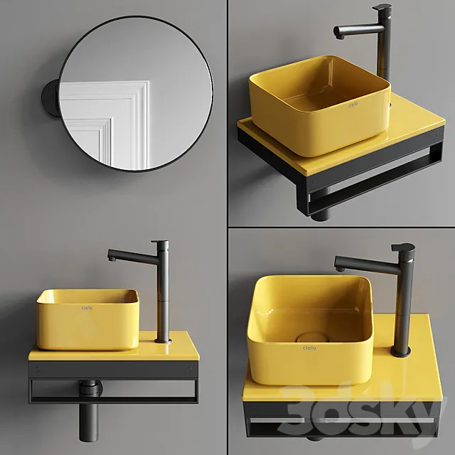 Ceramica Cielo Shui Comfort art. Milaq Square Washbasin Set 2 3ds Max