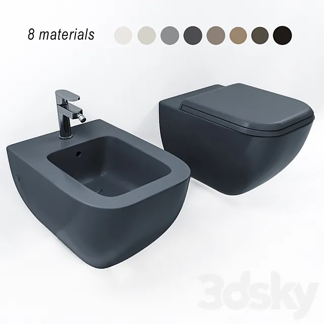 Ceramica Cielo Shui Comfort hanging toilet and bidet 3ds Max