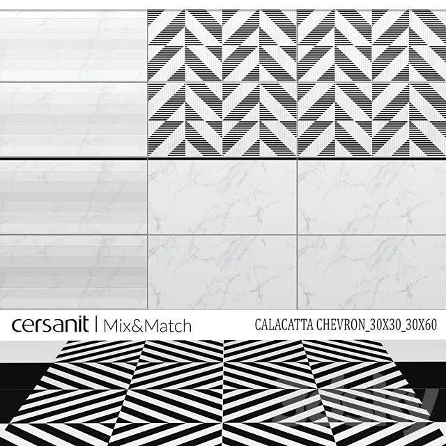 Cersanit_Mix & Match Calacatta chevron_30x30_30x60 3DS Max Model