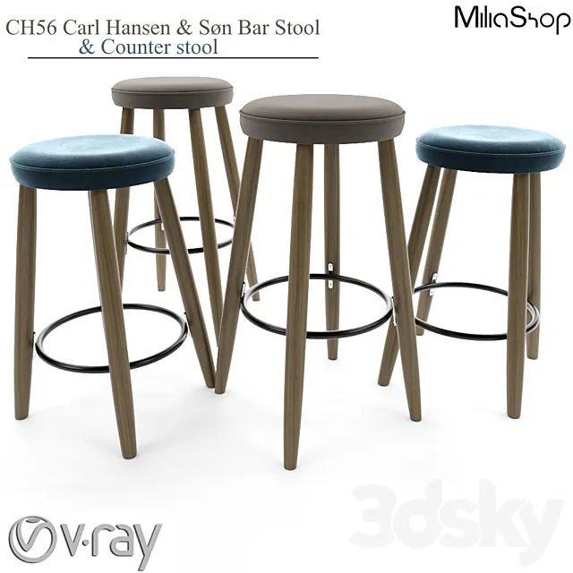 CH56 Carl Hansen & Søn Bar Stool & counter stool 3DSMax File