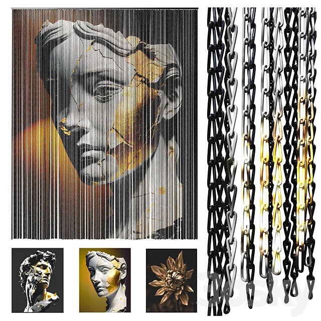 Chain curtain 3ds Max