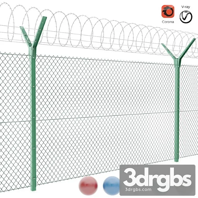 Chain Link Fence With Spiral Security Barrier 3dsmax Download