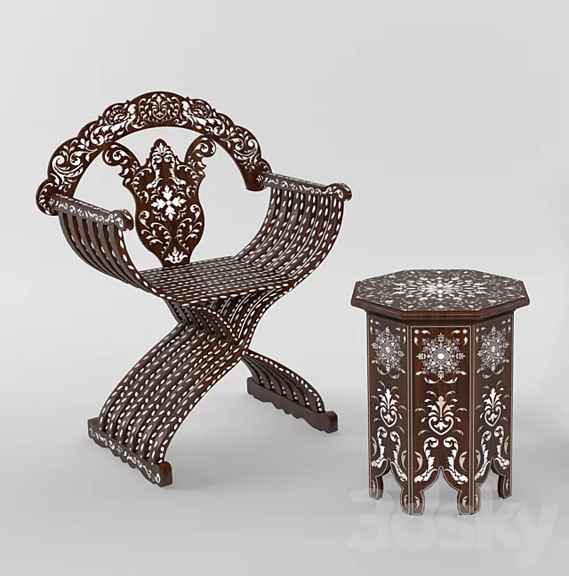 chair and coffee table oriental oriental 3ds Max