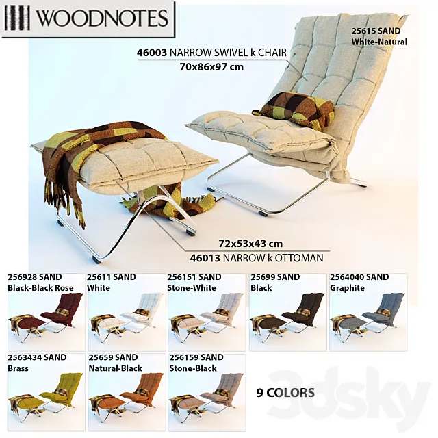 Chair and ottoman Woodnotes NARROW SWIVEL k CHAIR WITH TUBULAR 3DS Max Model