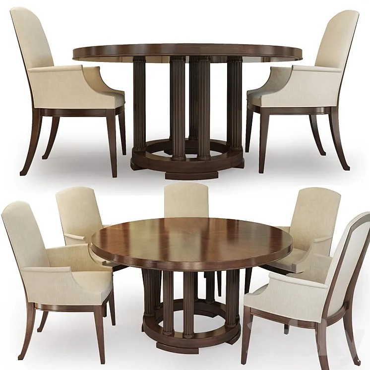 Chair and round table Bridgeton. Century. Round Dining Table. 3DS Max