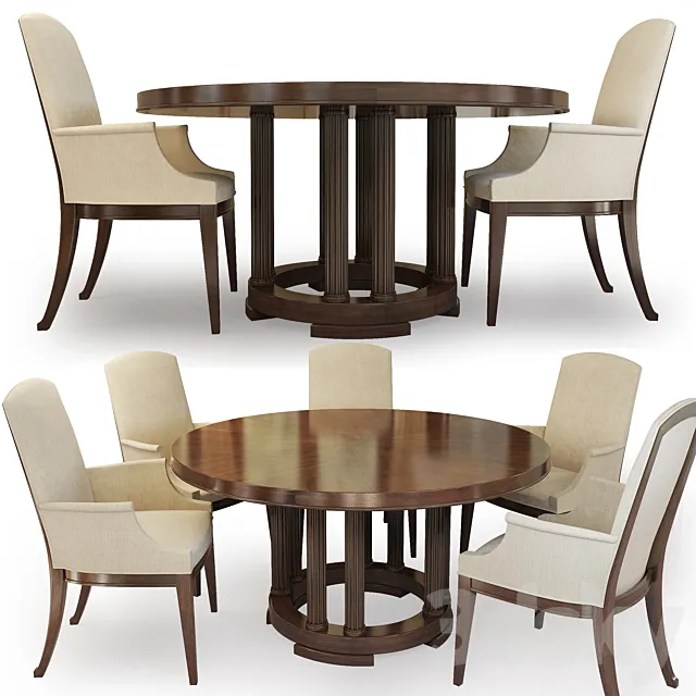 Chair and round table Bridgeton. Century. Round Dining Table. 3DSMax File