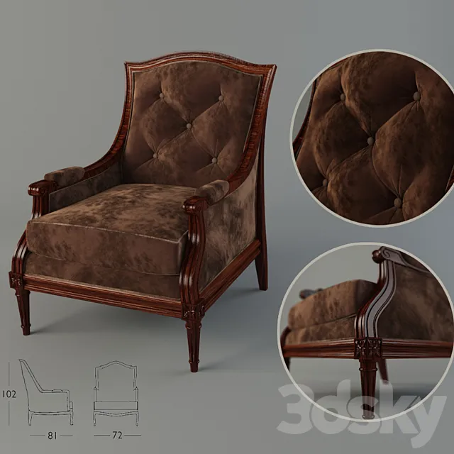 Chair classic Brown velour 3DS Max Model