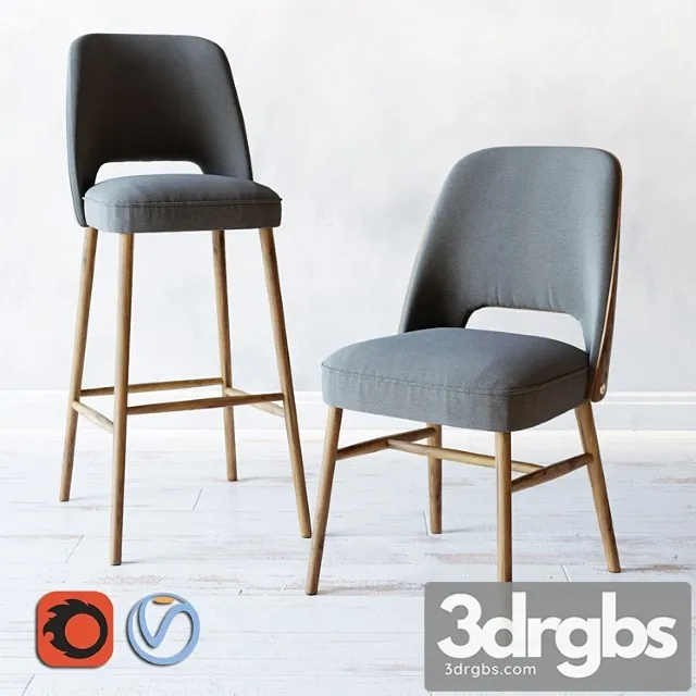 Chair ct041 shell bar chair shell 0042 2 3dsmax Download