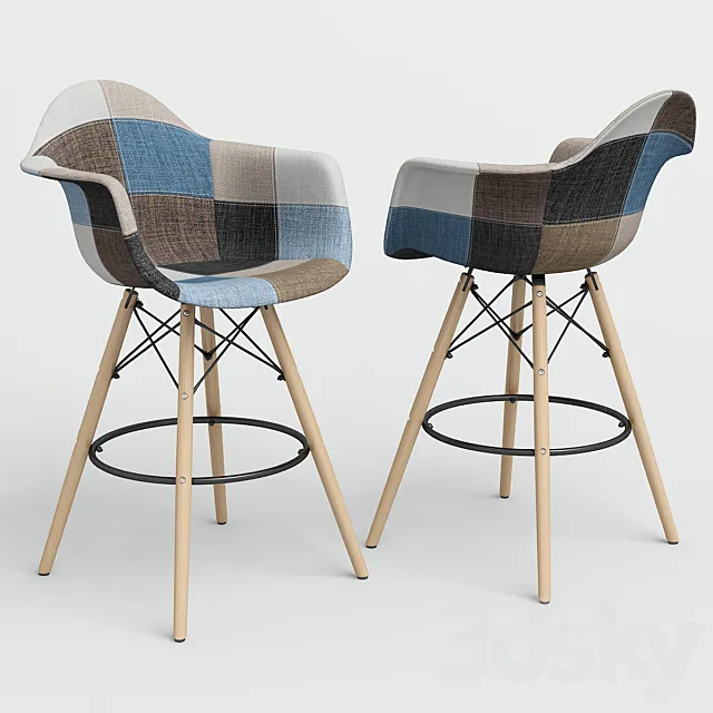 Chair Eames Style DAW Patchwork bar. 3ds Max