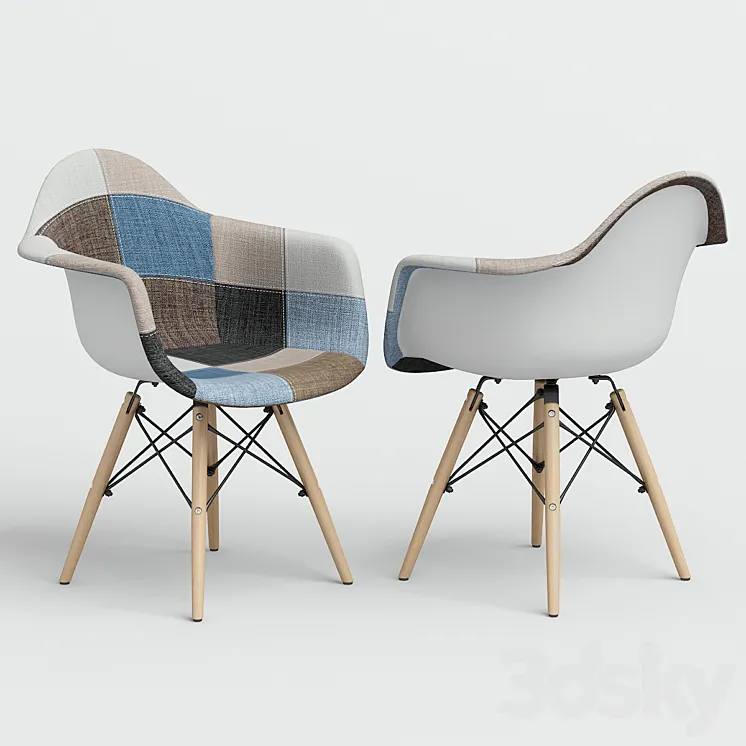 Chair Eames Style DAW Patchwork + plastic. 3DS Max