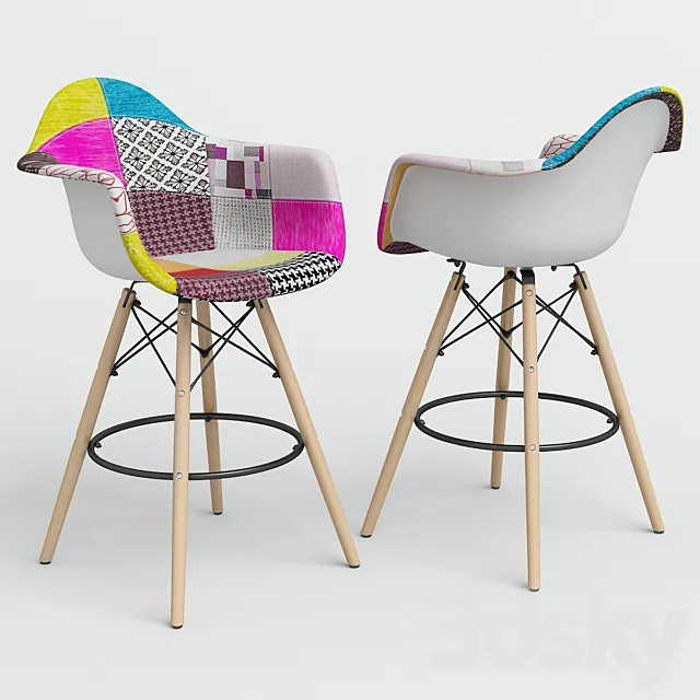 Chair Eames Style DAW Patchwork + plastic bar. 3ds Max