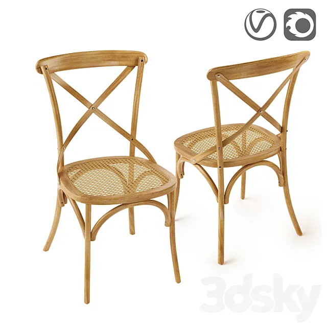 Chair in oak and wicker Cedak 3DSMax File